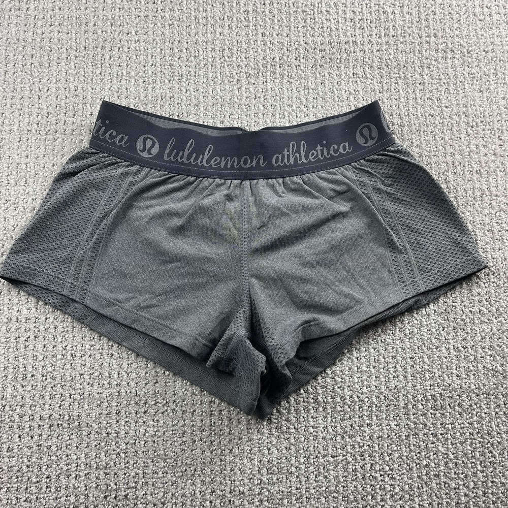 Lululemon Athletica Logo Waistband Training Shorts Gray Women's Size 4
